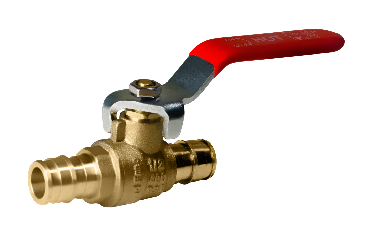Pex-A Expansion Ball Valve Hot (Red) and Cold (Blue) Measuring Pex A 1/2" x 1/2" Ball Valve Cold (Blue) Specifically Pex A Ball Valve Hot (Red Handle)