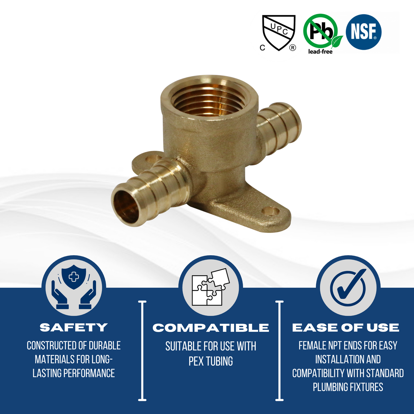 Pex Barb Crimp Female NPT Tee Measuring Barb Crimp Pex 1/2" x 1/2" x 1/2" Female NPT Tee Specifically Barb Crimp Pex FNPT Tee