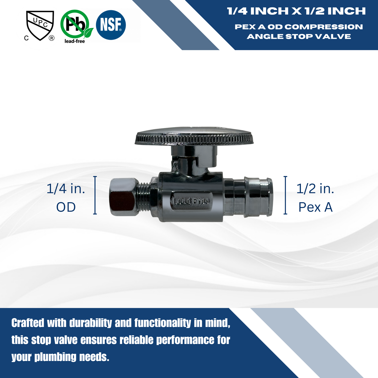 Pex-A Expansion OD Compression Straight Stop Valve Measuring Pex A 1/2" x 3/8" OD Compression Straight Stop Valve Specifically Pex A OD Compression Straight Stop Valve