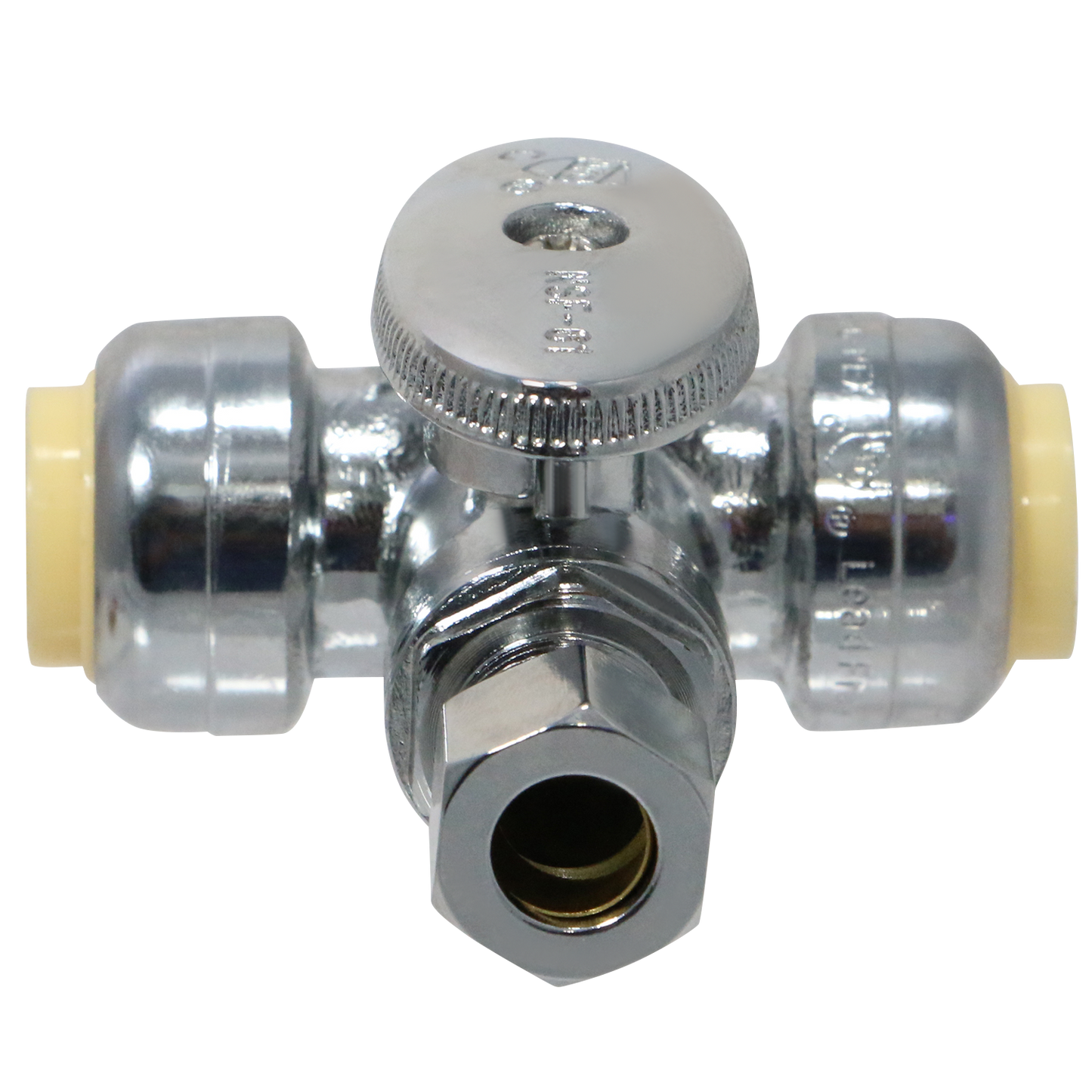 1/2 Push x 1/2 Push x 3/8 OD Compression Tee Valve Measuring 1/2 Push x 1/2 Push x 3/8 OD Compression Specifically Push Fit OD Compression Valve