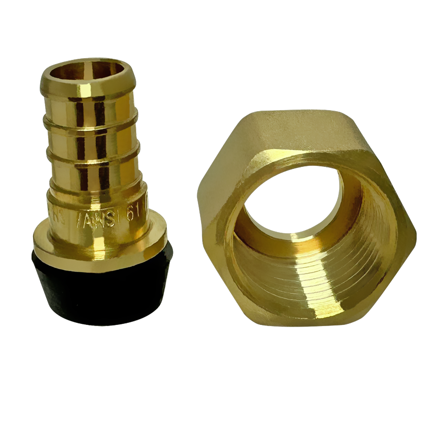 1/2 inch Pex x 1/2 inch Female Swivel Adapter Brass Measuring QTY 100 Specifically Pex Barb Crimp FNPT