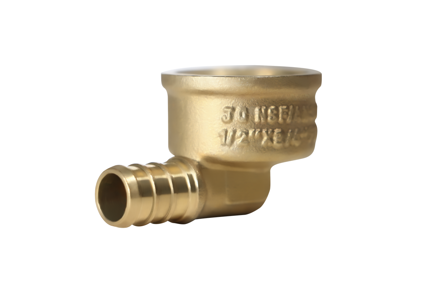 Pex Barb Crimp x Female NPT Reducing Elbow Measuring 1/2 inch Pex B x 3/4 inch FNPT Elbow Specifically Pex Barb Crimp FNPT Elbow
