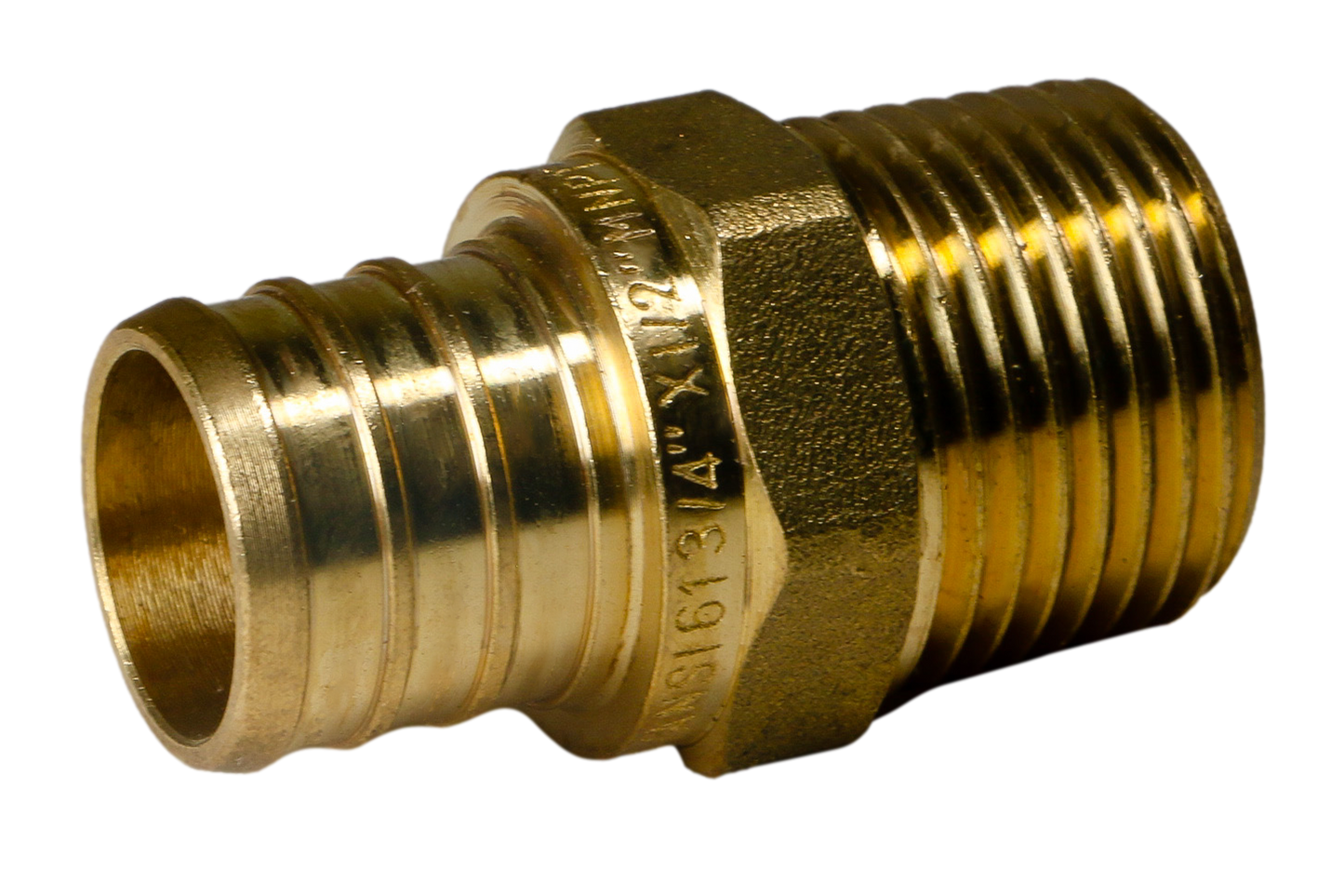 Measuring Barb Crimp Pex 1/2" X 3/4" MALE NPT ADAPTER Specifically Barb Crimp Pex Male NPT Adapter
