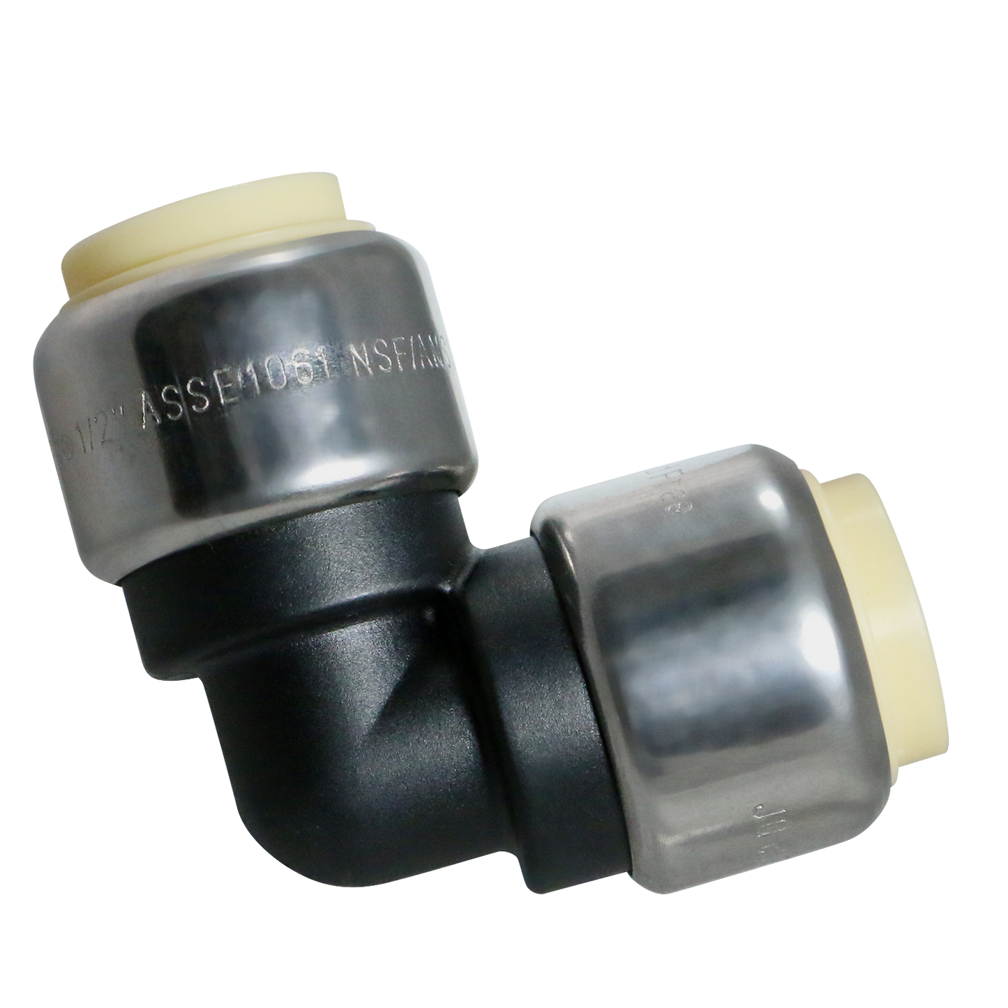 3/4" Push Fit Elbow Push To Connect Elbow PPSU Plastic 1/2" Push Fit Tee Push To Connect Tee PPSU Plastic Measuring 3/4" Specifically Push Fit Plastic ElbowPush Fit Plastic Tee