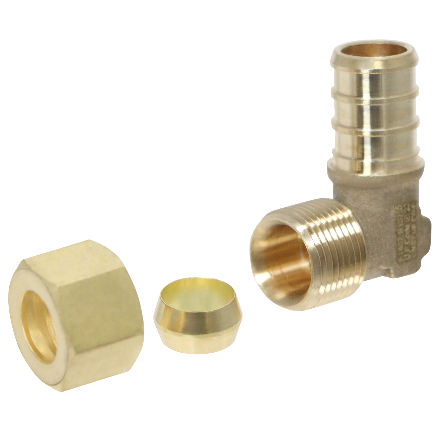 Pex Barb Crimp x OD Compression Transition Elbow Adapter Measuring Pex B 1/2" x 3/8" OD Compression Elbow Adapter Specifically Pex Barb Crimp Adapter