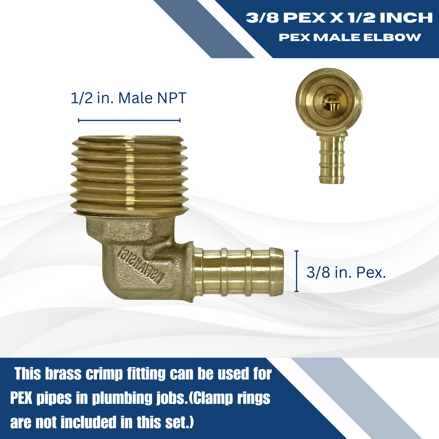 Pex Barb Crimp x Male NPT Reducing Elbow Measuring 1/2 inch Pex B x 3/4 inch MNPT Elbow Specifically Pex Barb Crimp MNPT Elbow