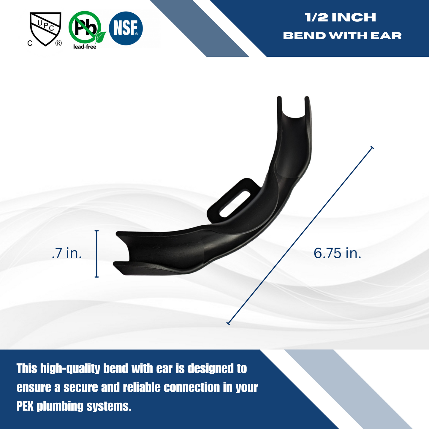 1/2" BEND WITH EAR 3/4" Metal Bend Measuring 1/2 inch Specifically Pipe BendPipe BendPipe Bend