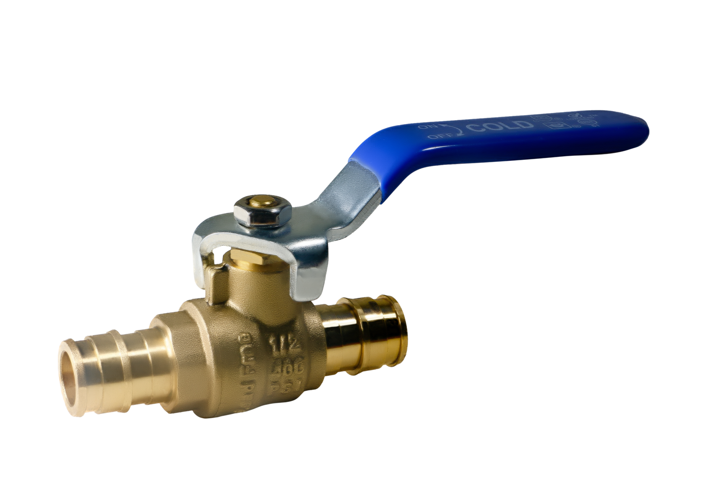 Pex-A Expansion Ball Valve Hot (Red) and Cold (Blue) Measuring Pex A 1/2" x 1/2" Ball Valve Hot (Red) Specifically Pex A Ball Valve Hot (Red Handle)