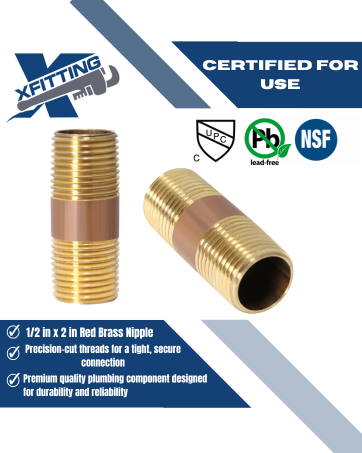 1/2 in x 2 in Red Brass Nipple Measuring 1/2 inch x 2 inch Specifically Brass NippleBrass Nipple