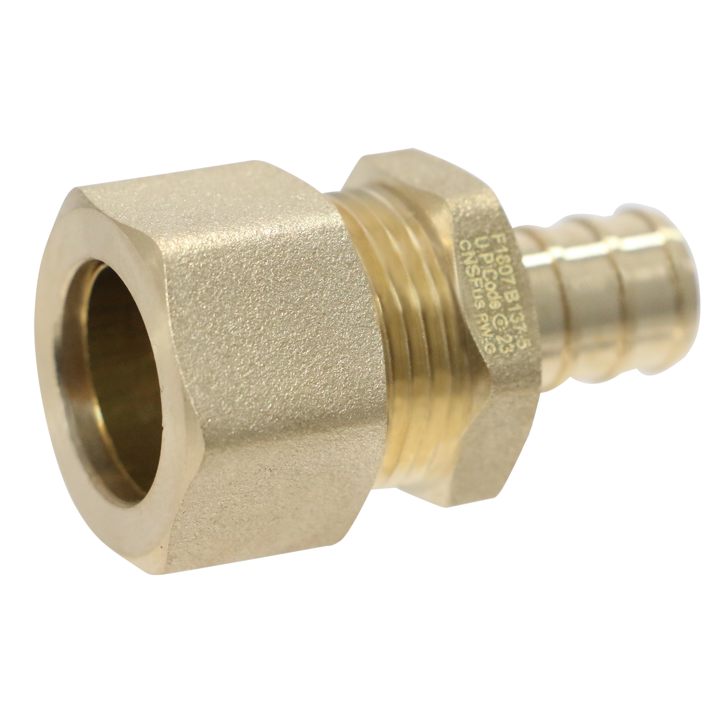 Pex Barb Crimp x OD Compression Transition Straight Adapter Measuring Pex B 1/2" x 3/8" OD Compression Specifically Pex Barb Crimp Adapter