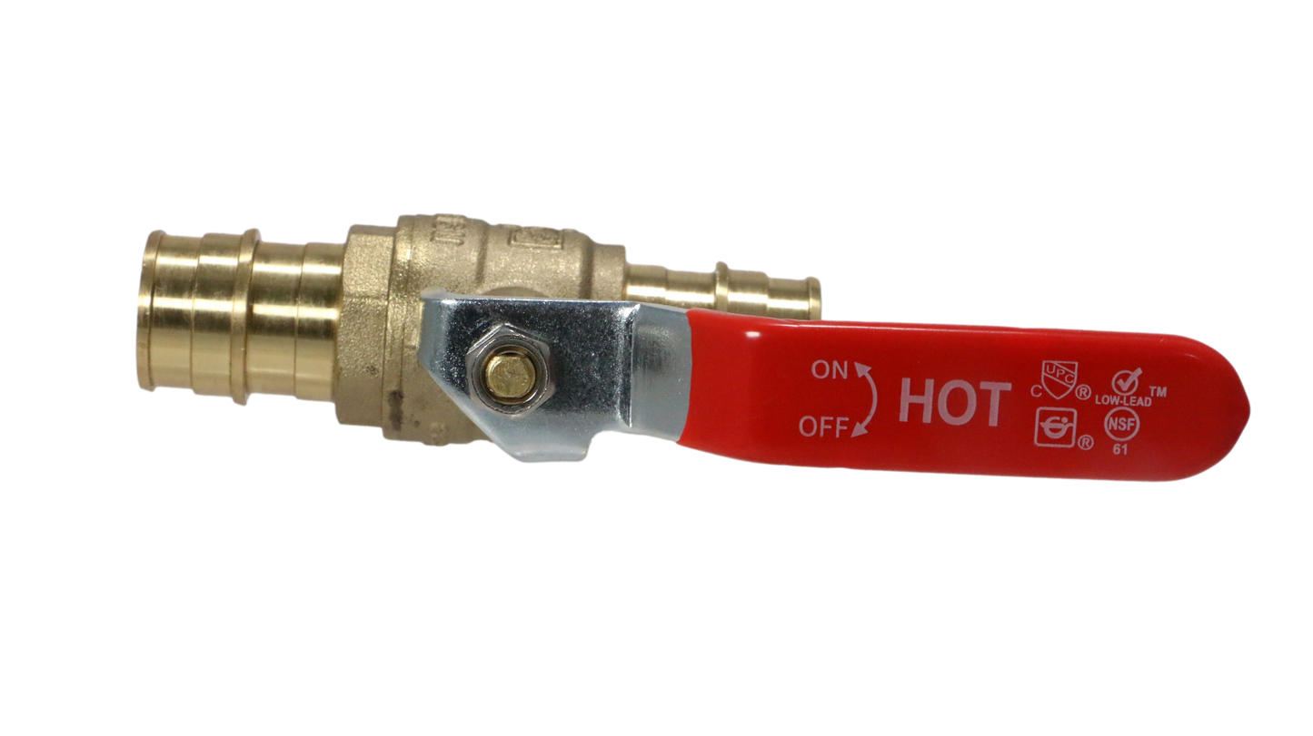 Pex A 3/4 inch x 3/4 Inch Ball Hot (Red) 1/2 in MPT / Sweat x 3/4 in GHT 1/4 Turn Hose Bibbs with Flange Measuring 3/4 inch x 3/4 inch Specifically PEX A Ball ValveHose Bibb