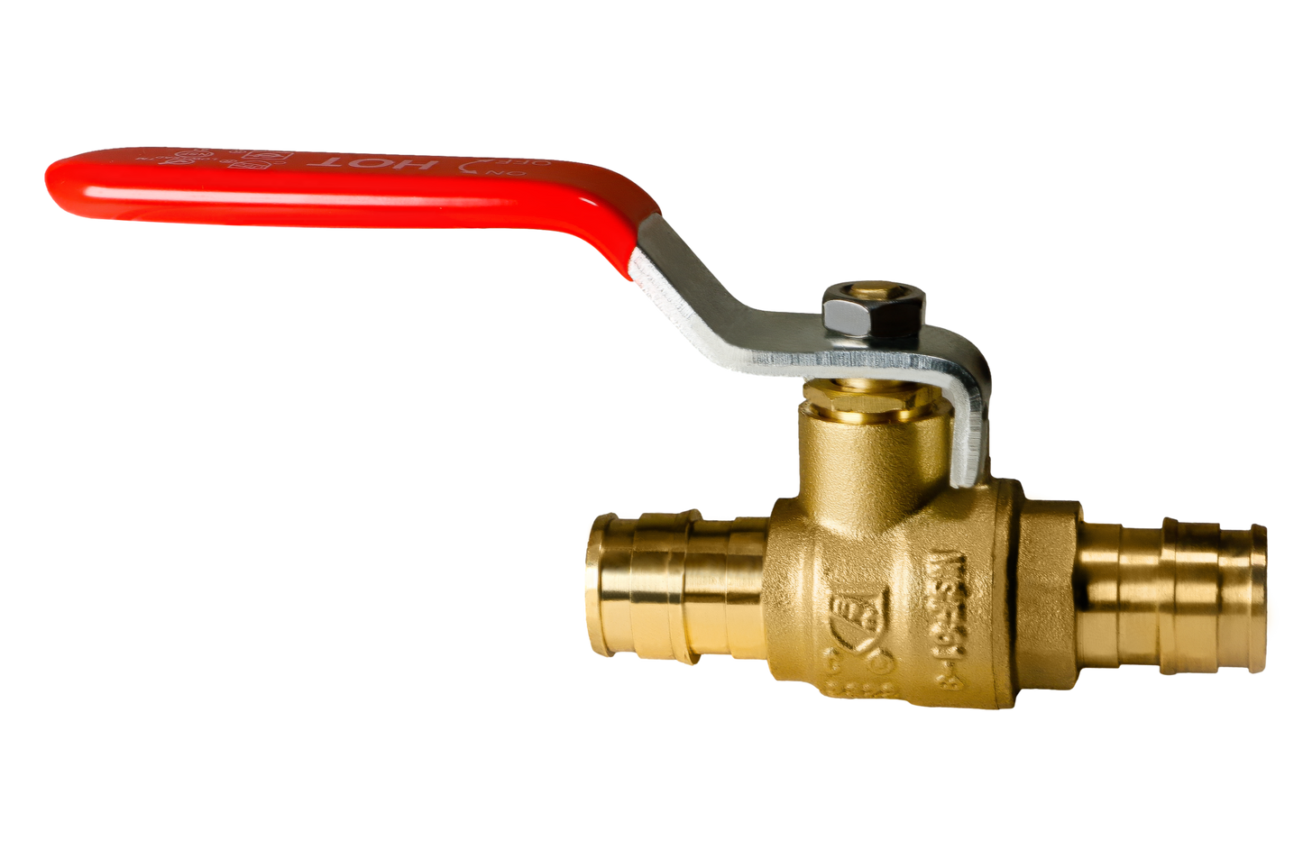 Pex-A Expansion Ball Valve Hot (Red) and Cold (Blue) Measuring Pex A 1/2" x 1/2" Ball Valve Hot (Red) Specifically Pex A Ball Valve Hot (Red Handle)