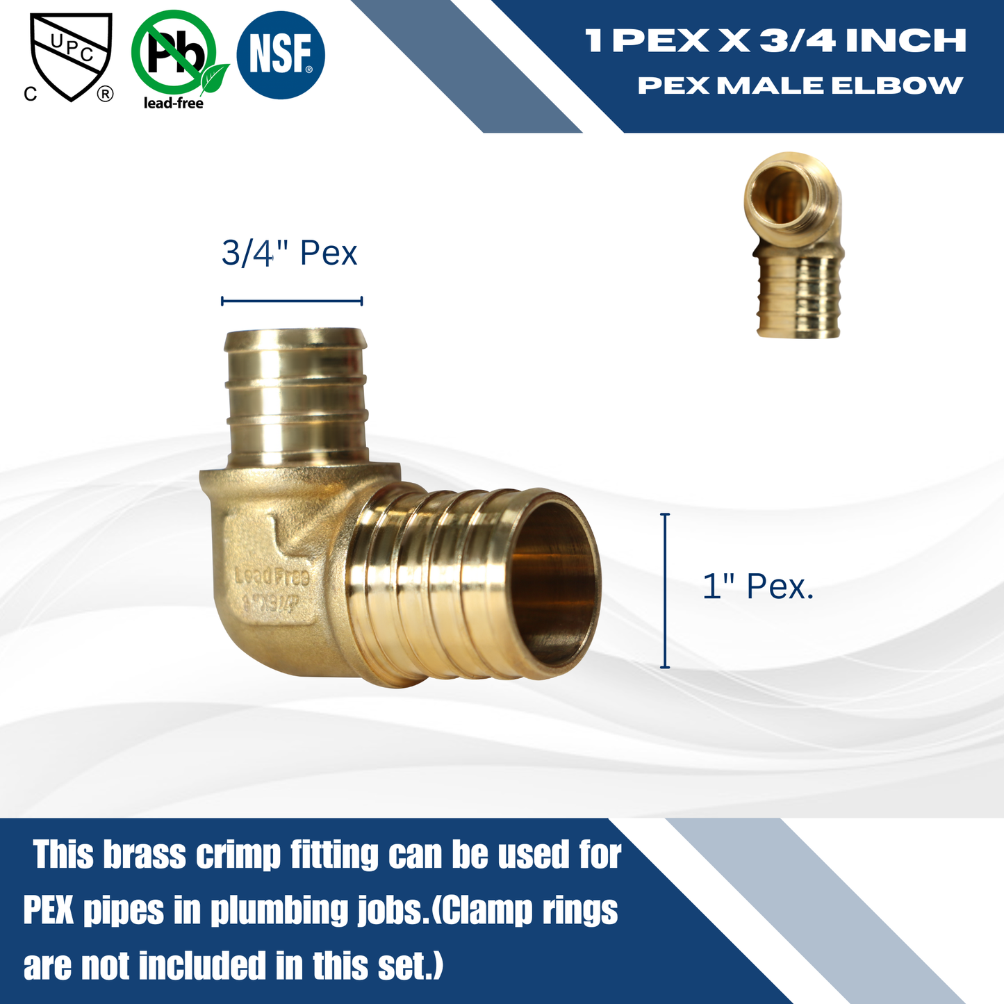 Pex Barb Crimp Reducing Elbow Measuring 1" x 3/4" Pex B Elbow Specifically Pex Barb Crimp Elbow