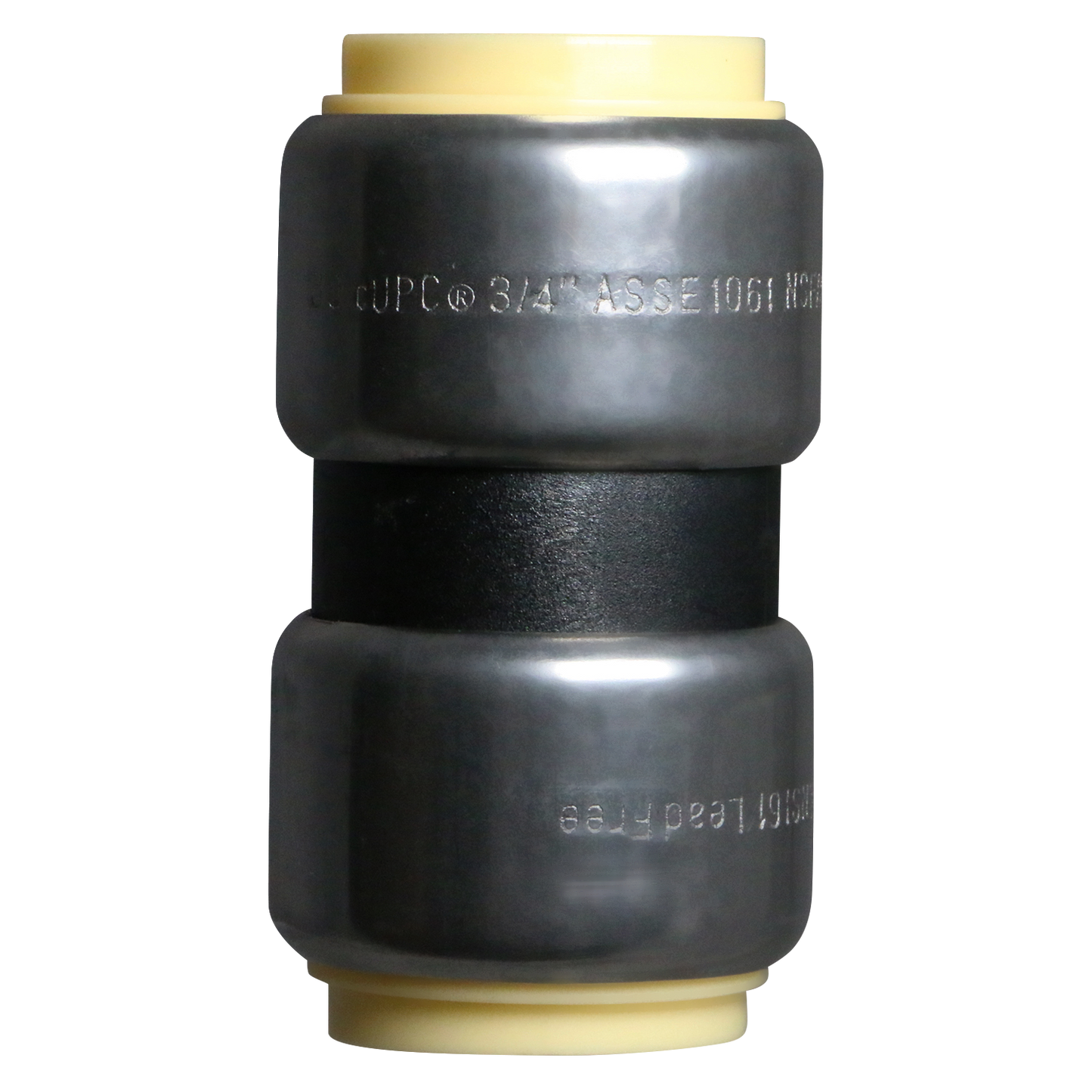 3/4" Push Fit Coupling Push To Connect Coupling PPSU Plastic 1/2" Push Fit Elbow Push To Connect Elbow PPSU Plastic Measuring 3/4" Specifically Push Fit Plastic CouplingPush Fit Plastic Elbow