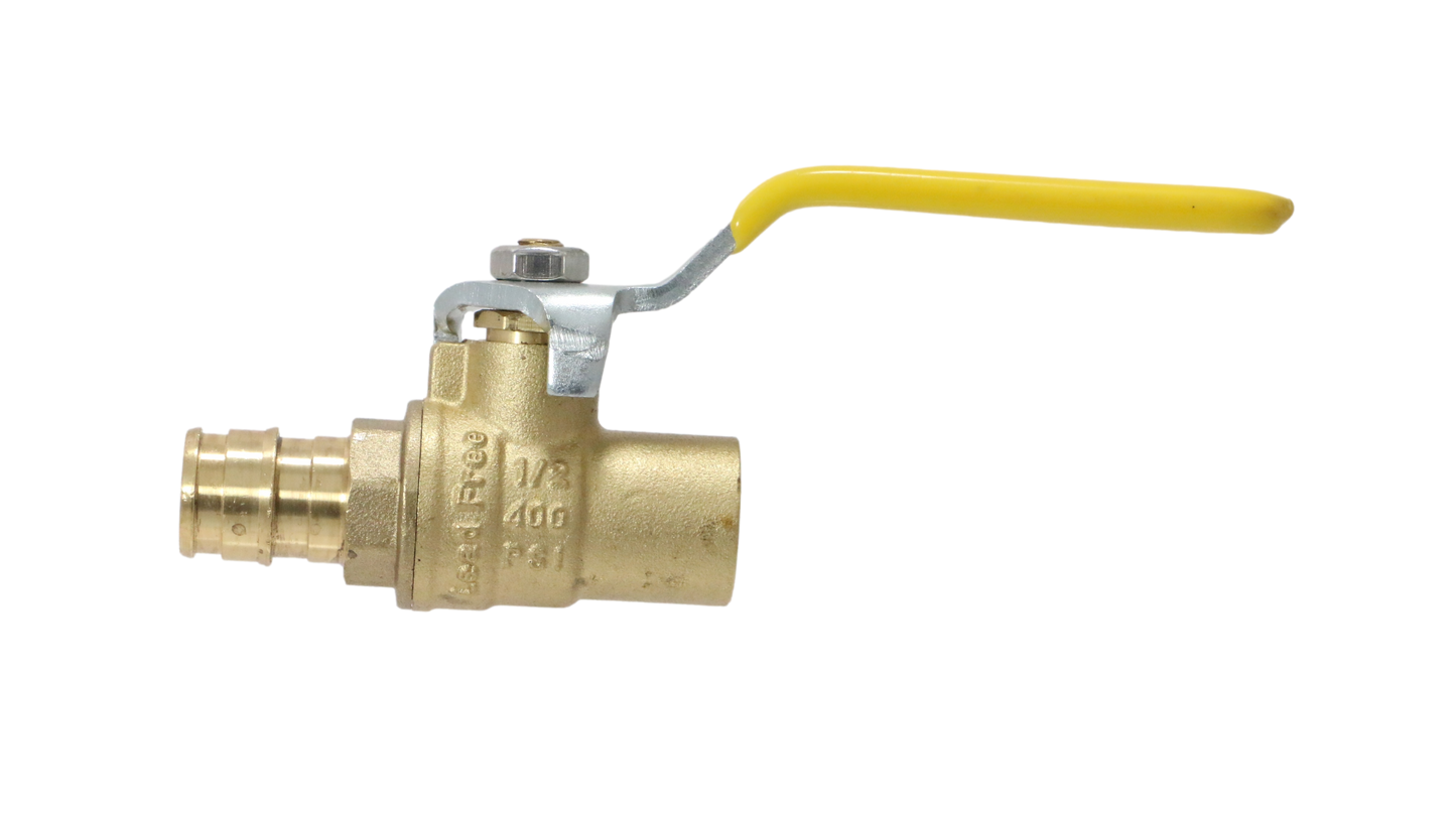 Pex A Expansion Female Sweat Ball Valve Measuring 1/2" x 1/2" Pex A Expansion Female Sweat Ball Valve Specifically Pex A Expansion Female Sweat Ball Valve