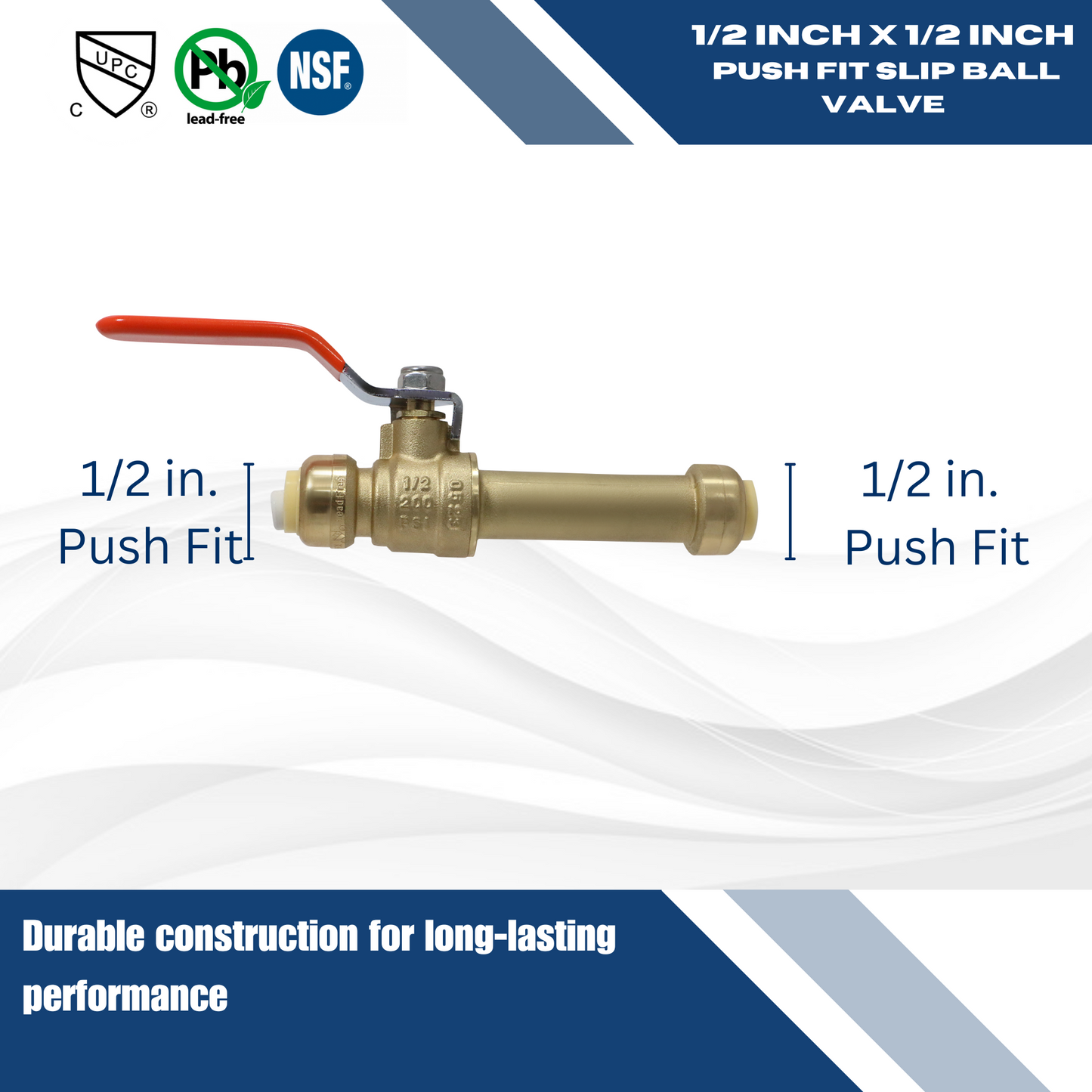 Push Fit Slip Ball Valve Brass Measuring 1/2" Push Fit Slip Ball Valve Specifically Push Fit Slip Ball Valve