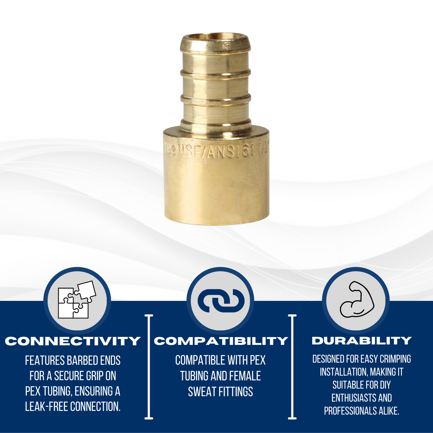 Pex Barb Crimp x Female Sweat Adapter Measuring Pex B 3/4" x 3/4" Female Sweat Adapter Specifically Pex Barb Crimp Female Sweat Adapter