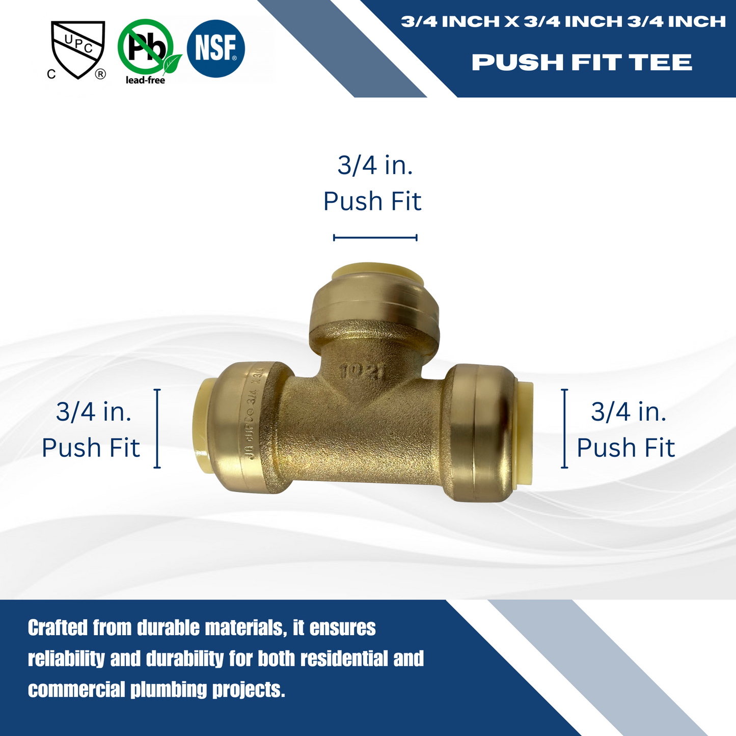 Push Fit Tee Push to Connect Tee Measuring 3/8 inch Push Fit Tee Specifically Push Fit Tee