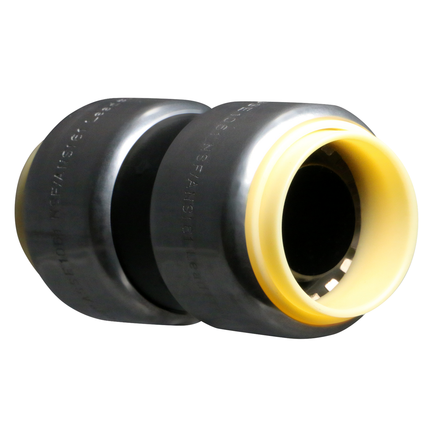 3/4" Push Fit Coupling Push To Connect Coupling PPSU Plastic 1/2" Push Fit Elbow Push To Connect Elbow PPSU Plastic Measuring 3/4" Specifically Push Fit Plastic CouplingPush Fit Plastic Elbow