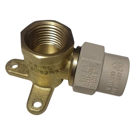 1/2 Inch CPVC X 1/2 Inch FNPT Transition Drop Ear Elbow