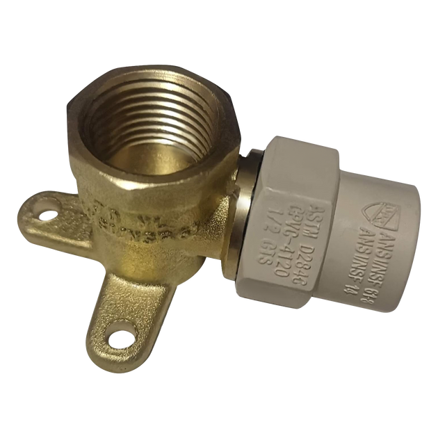 1/2 Inch CPVC X 1/2 Inch FNPT Transition Drop Ear Elbow