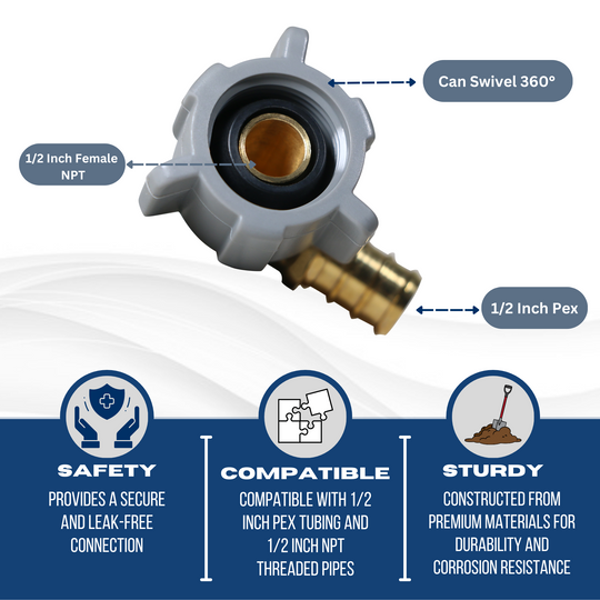 1/2 Inch PEX-B Barb x 1/2 Inch FNPT Swivel Elbow