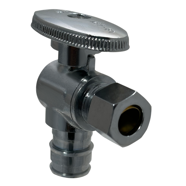 Pex-A Expansion 1/2 Inch x 3/8 Inch OD Compression Angle Stop Valve