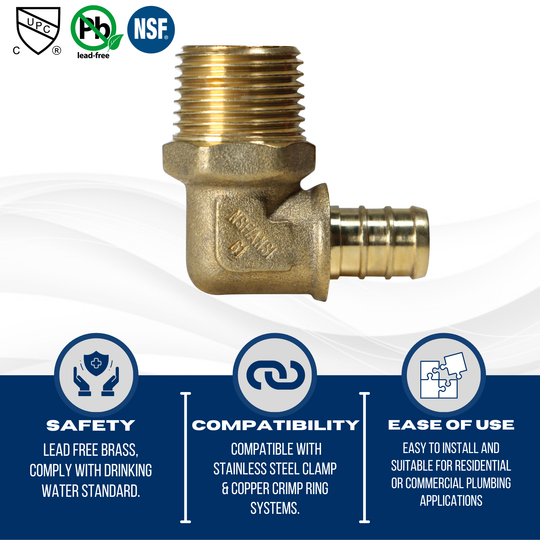 1/2 inch PEX-B Barb x 1/2 inch MNPT Elbow