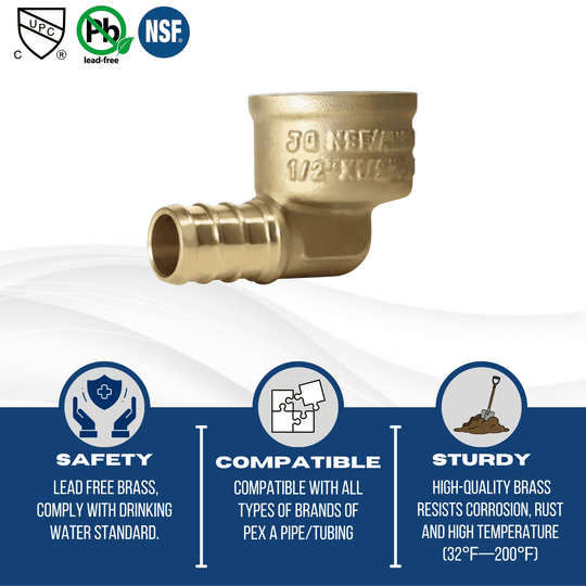 1/2 inch PEX-B Barb x 1/2 inch FNPT Elbow