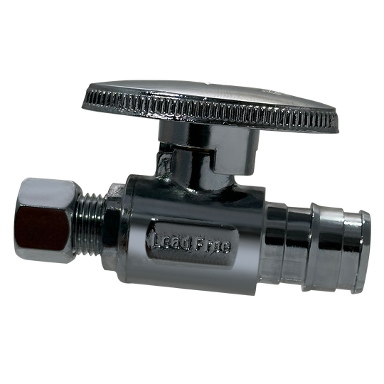 Pex-A Expansion 1/2 Inch x 1/4 Inch OD Compression Straight Stop Valve