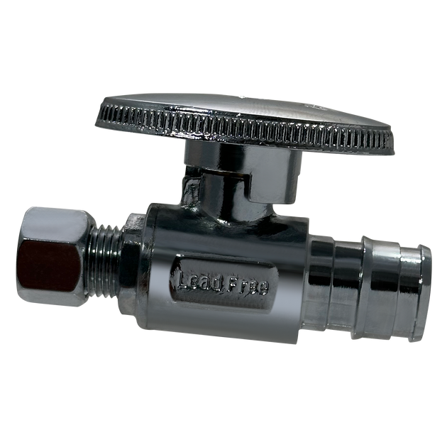 Pex-A Expansion 1/2 Inch x 1/4 Inch OD Compression Straight Stop Valve