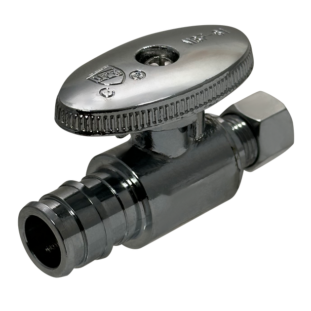 Pex-A Expansion 1/2 Inch x 1/4 Inch OD Compression Straight Stop Valve
