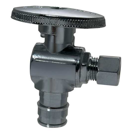 Pex-A Expansion 1/2 Inch x 1/4 Inch OD Compression Angle Stop Valve