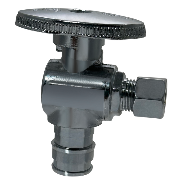 Pex-A Expansion 1/2 Inch x 1/4 Inch OD Compression Angle Stop Valve