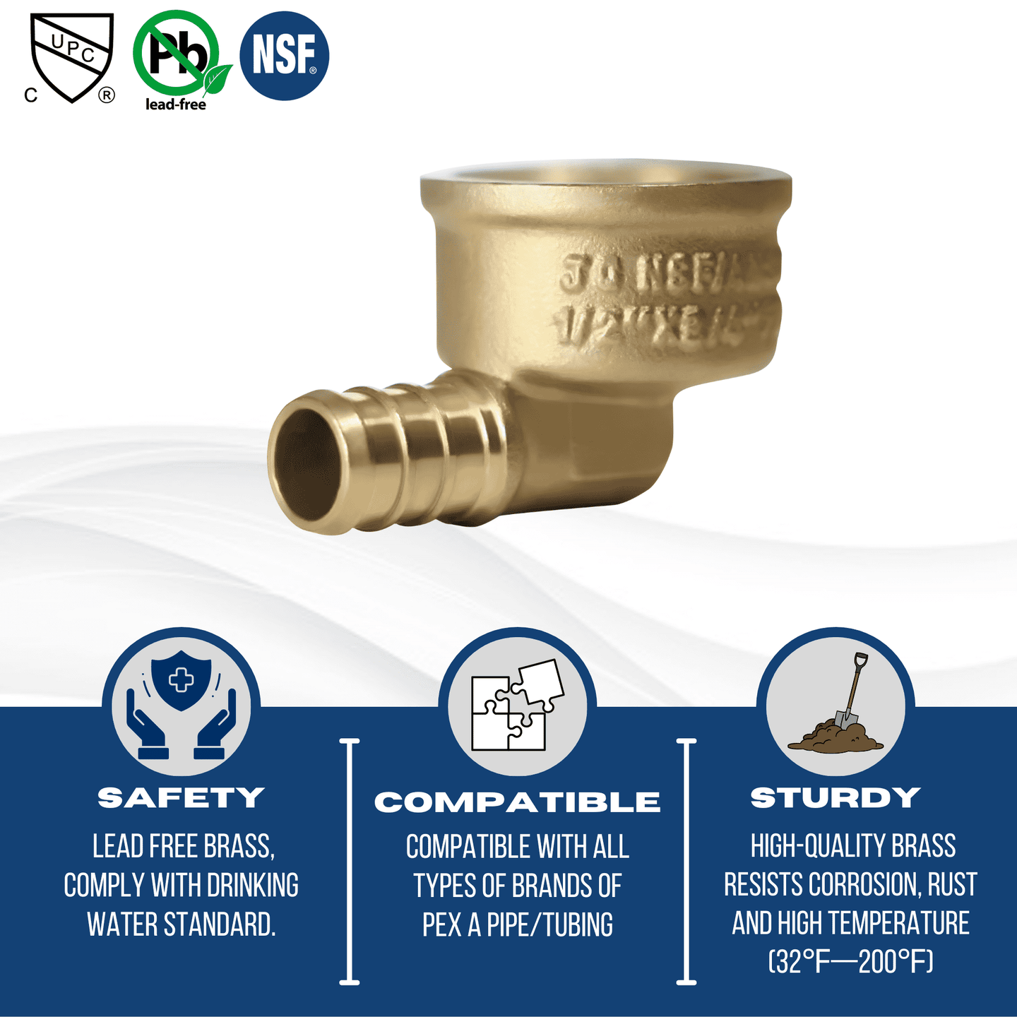 1/2 inch PEX-B Barb x 3/4 inch FNPT Elbow