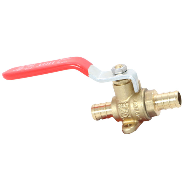 1/2 Inch PEX-B Barb Ball Valve With Drop Ear Red