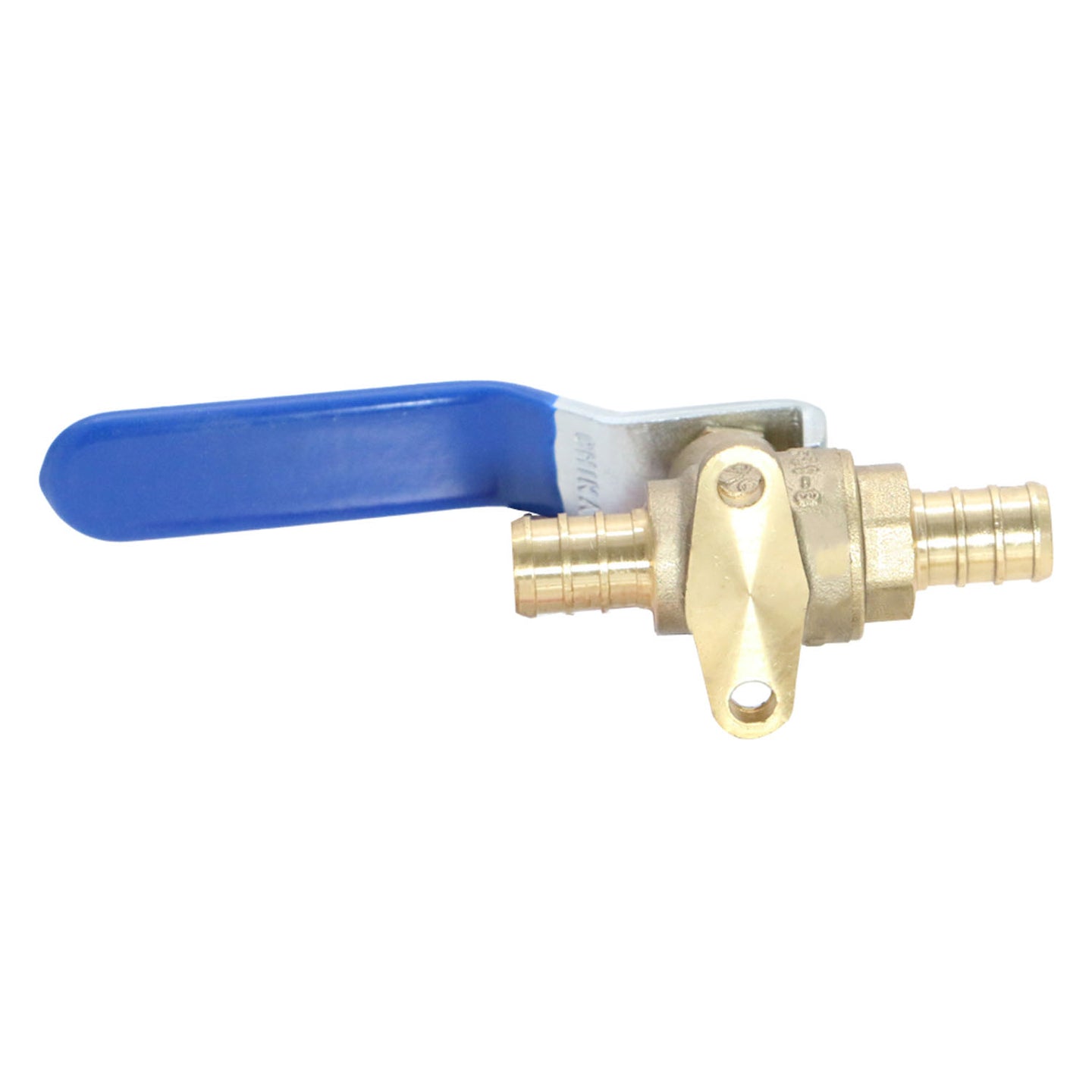 1/2 Inch PEX-B Barb Ball Valve With Drop Ear Blue Handle