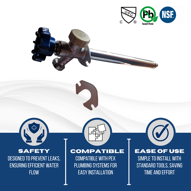 1/2 Inch Pex-A Expansion x 3/4 Inch GHT Valves Anti-Siphon Frost Free Sillcock 10 Inch Long