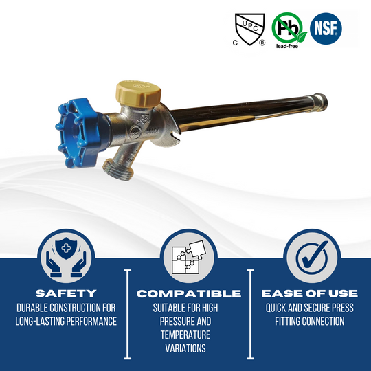 1/2 Inch Push-to-Connect x 3/4 Inch GHT Valves Anti-Siphon Frost Free Sillcock 10 Inch Long,