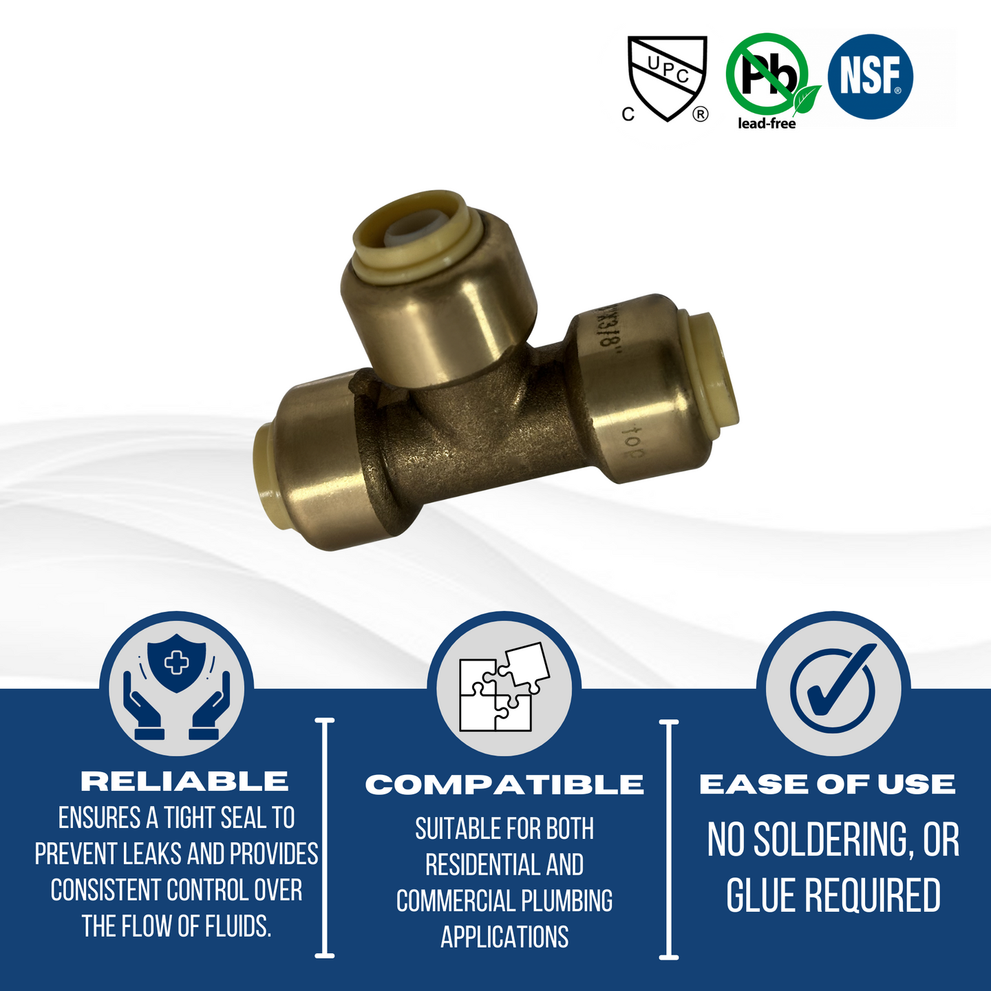 3/8 inch Push-to-Connect Tee