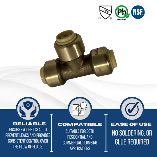 3/8 inch Push-to-Connect Tee