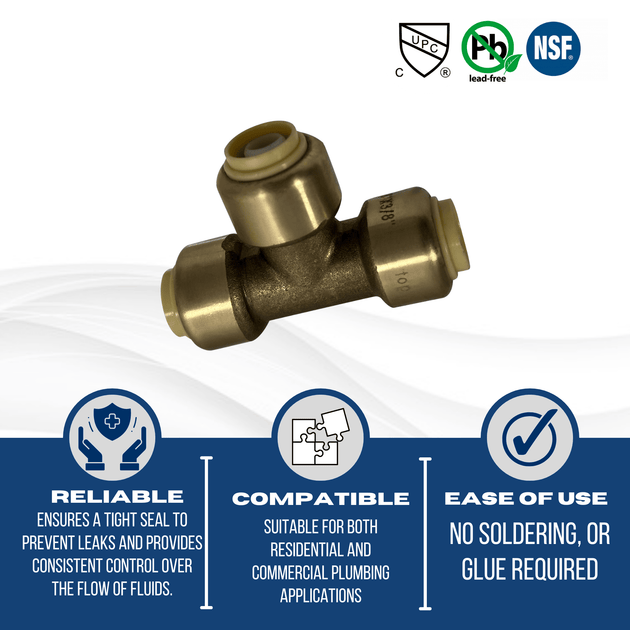 3/8 inch Push-to-Connect Tee