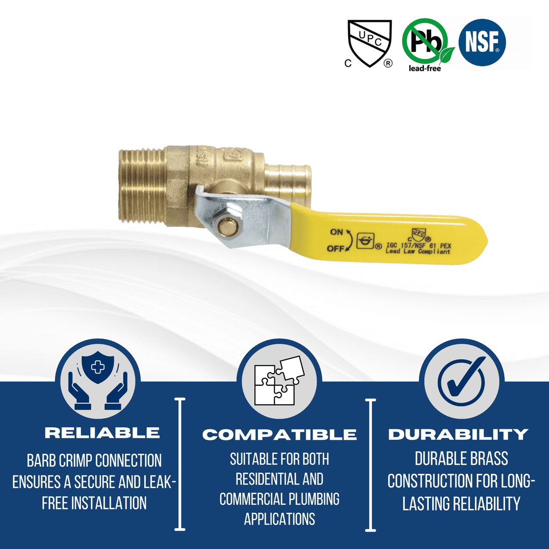 3/4 inch PEX-B Barb x 3/4 inch Male Ball Valve