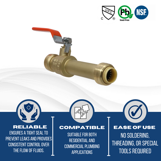 1/2 Inch Push-to-Connect Slip Ball Valve