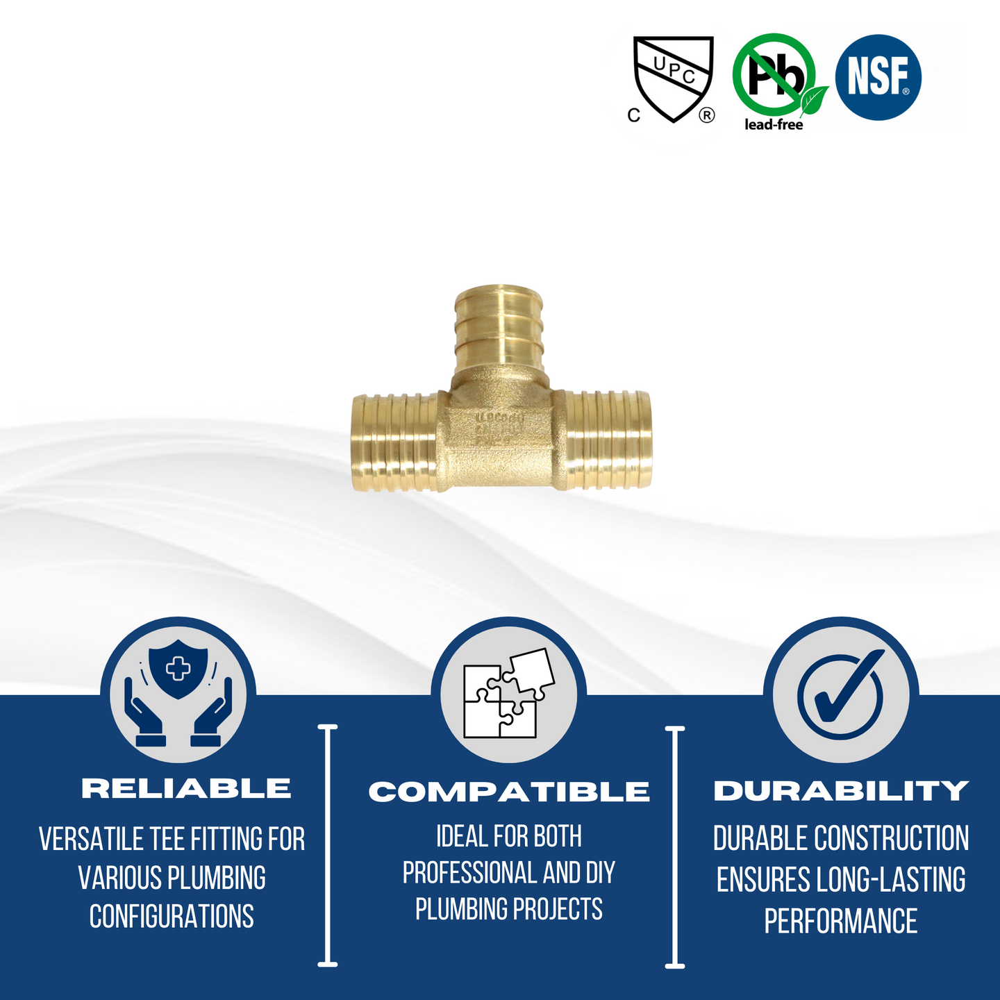 3/4 Inch PB (Polybutylene) x 3/4 Inch PB x 3/4 Inch PEX-B Barb Crimp Tee