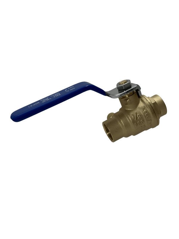 1/2 Inch Brass Sweat Shut Off Ball Valve with Drain, 600 WOG (Water, Oil Gas)