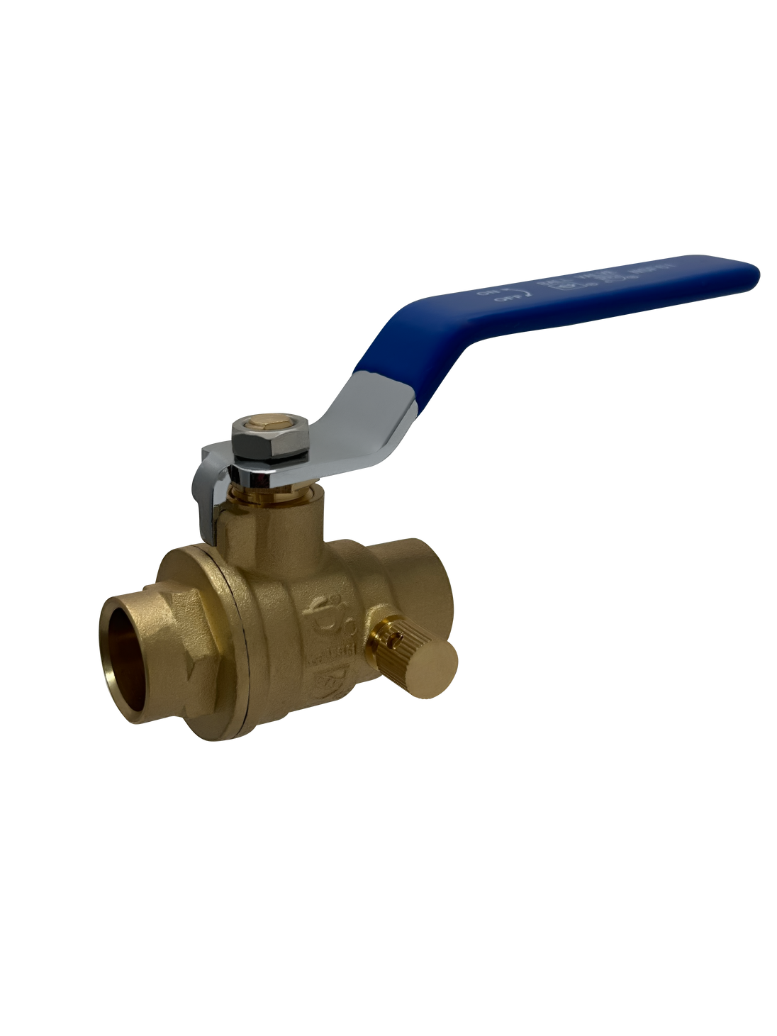 1/2 Inch Brass Sweat Shut Off Ball Valve with Drain, 600 WOG (Water, Oil Gas)