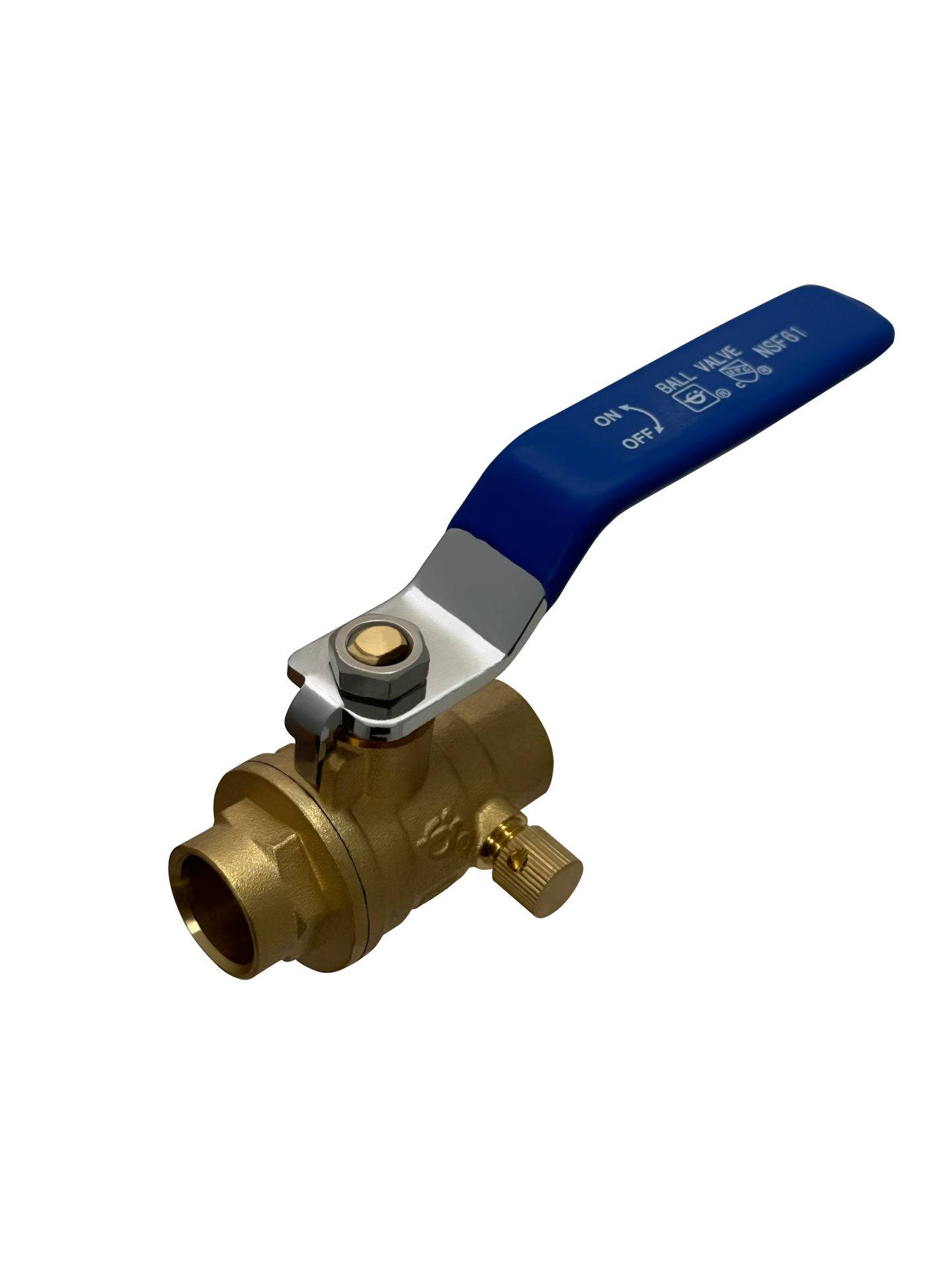 1/2 Inch Brass Sweat Shut Off Ball Valve with Drain, 600 WOG (Water, Oil Gas)