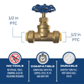1/2 inch Push-to-Connect Stop Valve with Drain