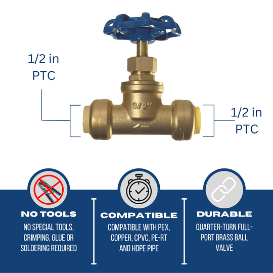 1/2 inch Push-to-Connect Stop Valve with Drain